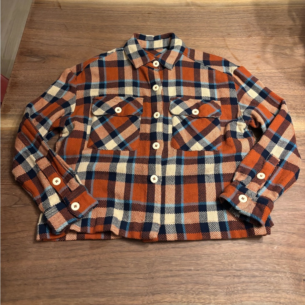 Faherty Orange and Blue Women’s Plaid Casual Shirt